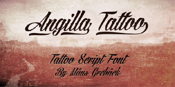 Angilla là một trong những font miễn phí tốt nhất chúng tôi thấy trong phân loại kiểu chữ hình xăm 